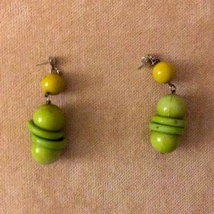 Funky green drop earrings